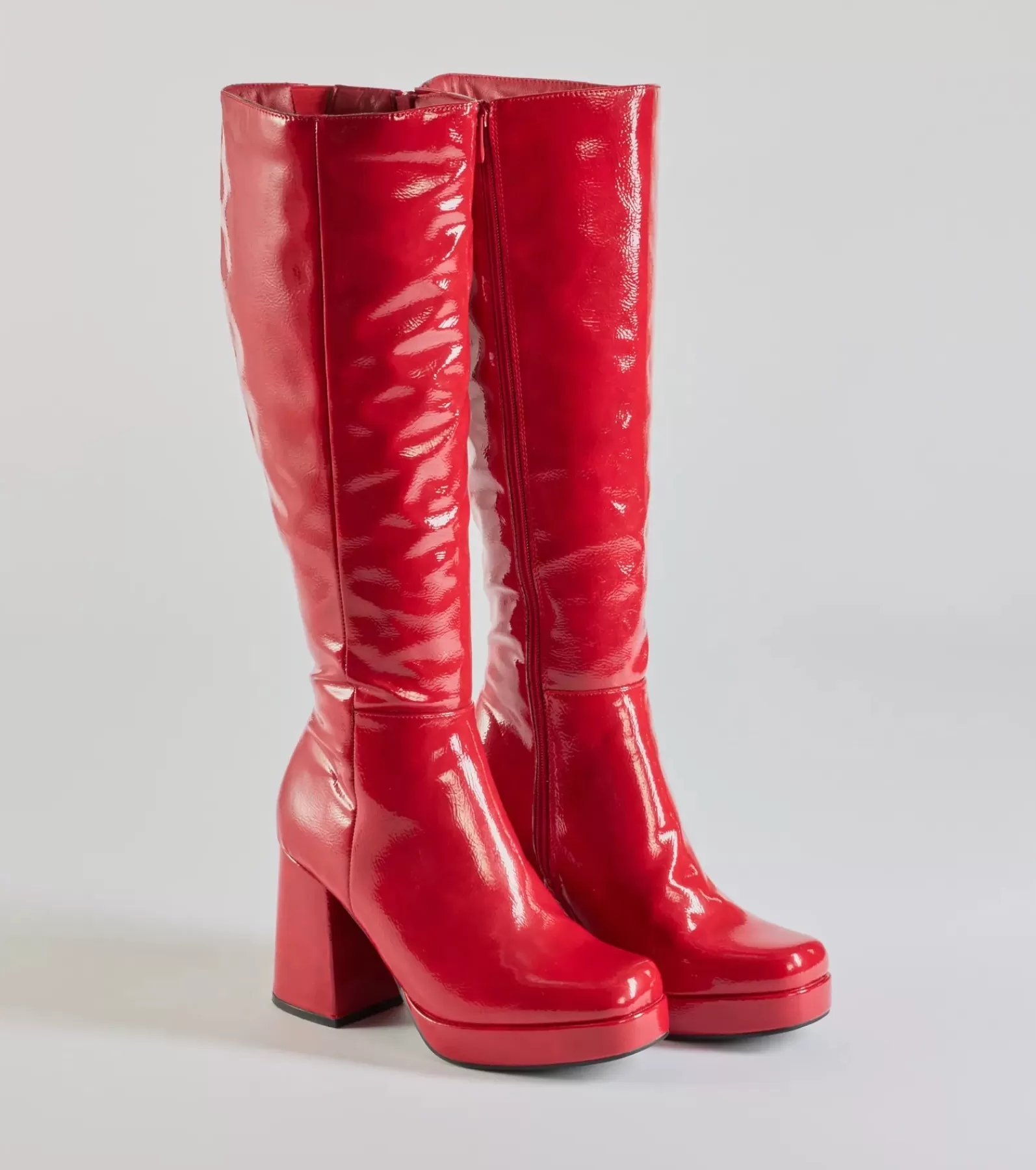 Windsor Platform Shoes | Boots & Booties*So Stunning Patent Faux Leather Under The Knee Platform Boots
