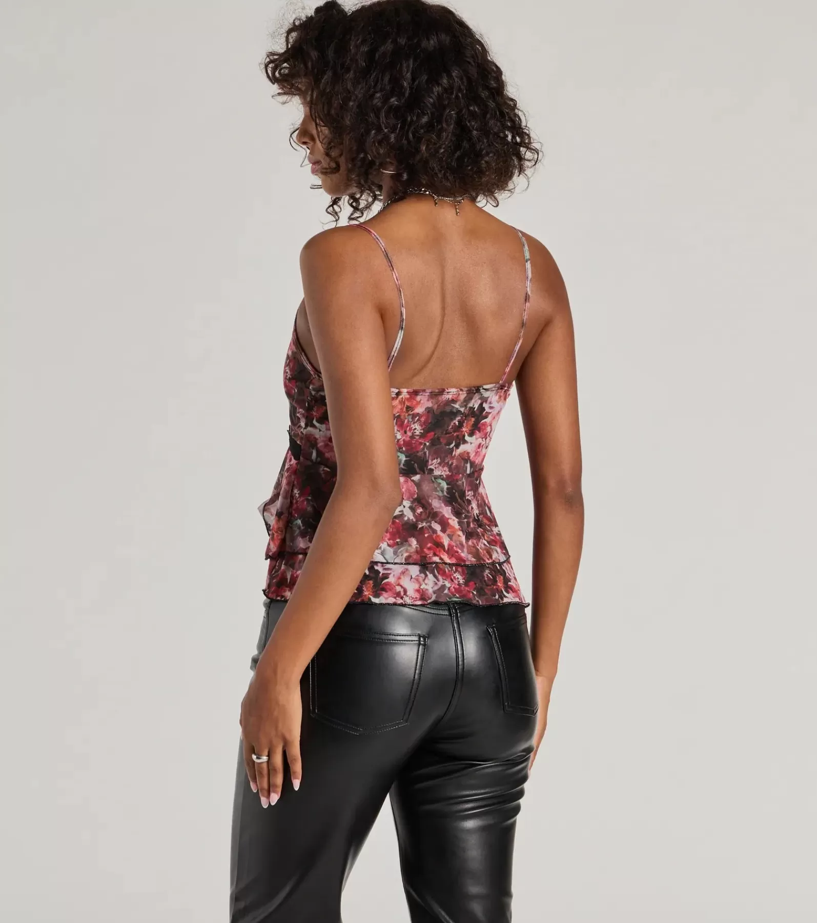 Windsor Going-Out Tops*So Sweet Abstract Floral Sleeveless Mesh Top
