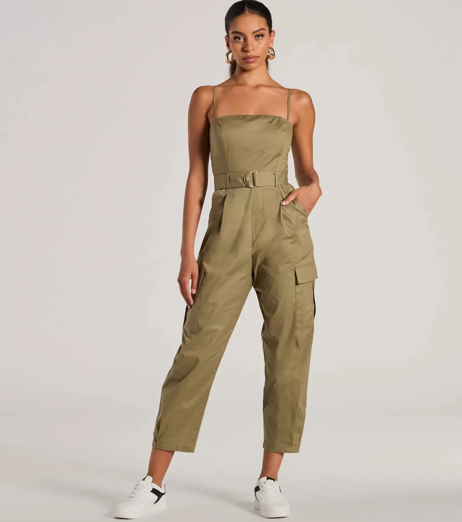 Windsor All Jumpsuits & Rompers | Cargo Pants*Social Outing Sleeveless Belted Cargo Crop Jumpsuit