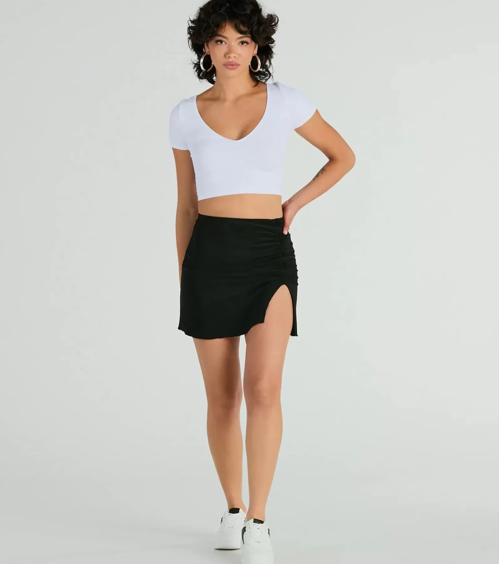 Windsor Black Skirts | Mini Skirts*Solid Ten High Rise Slit Bodycon Mini Skirt