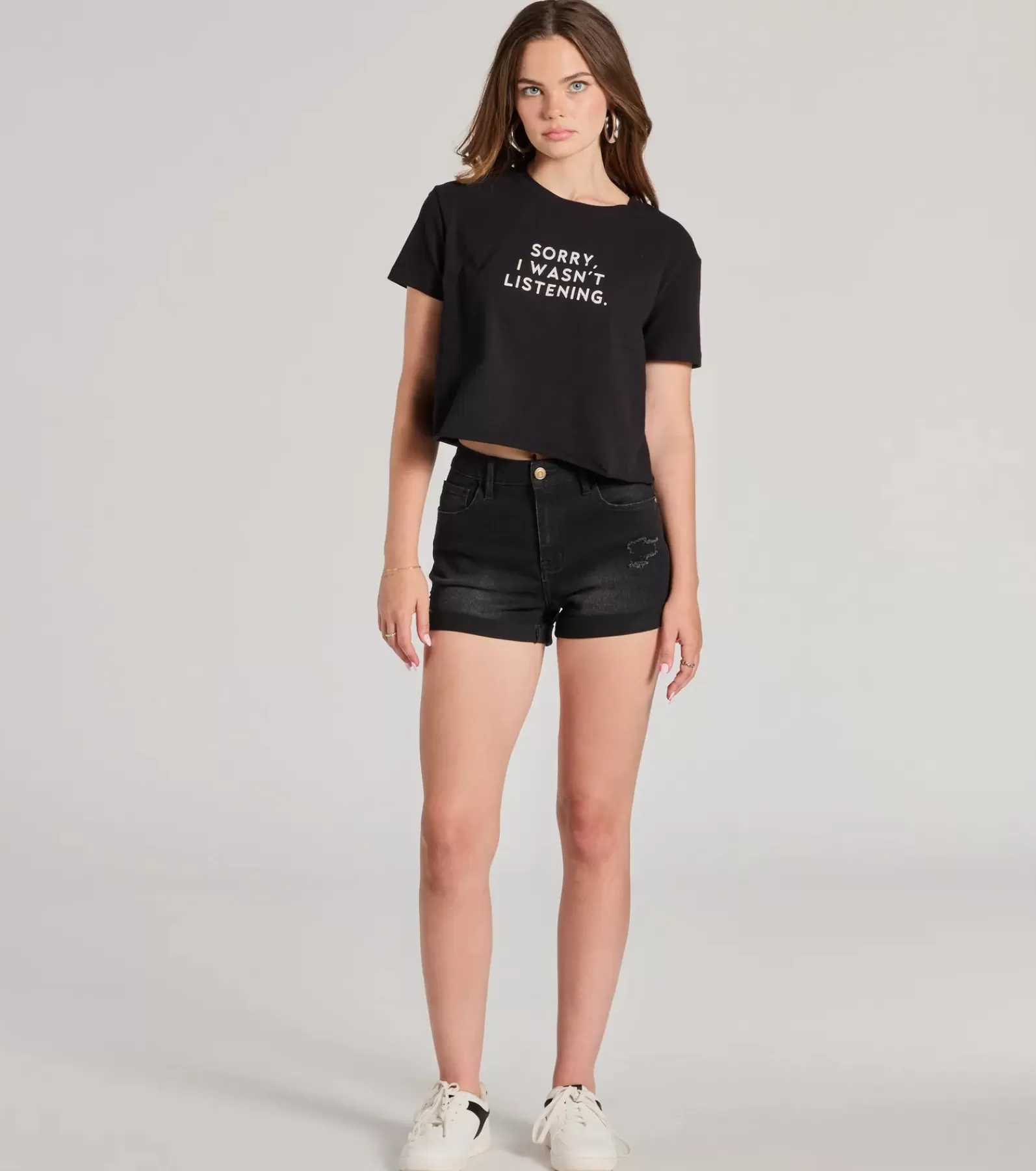 Windsor Graphic Tees | Short Sleeve Tops*Sorry I Wasn't Listening Crop Graphic Tee