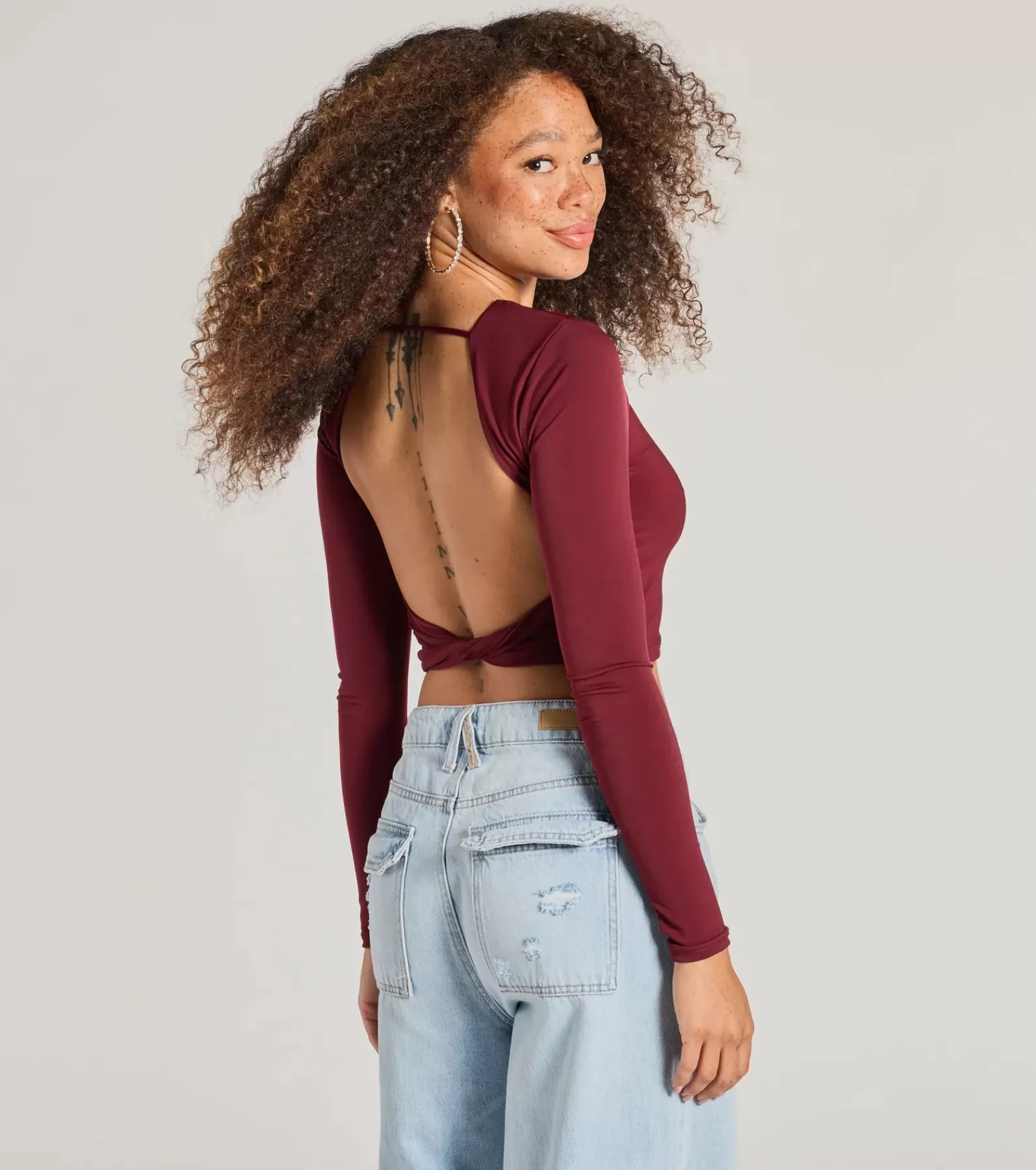 Windsor Basic Tops | Long Sleeve Tops*Stop And Stare Backless Long Sleeve Top