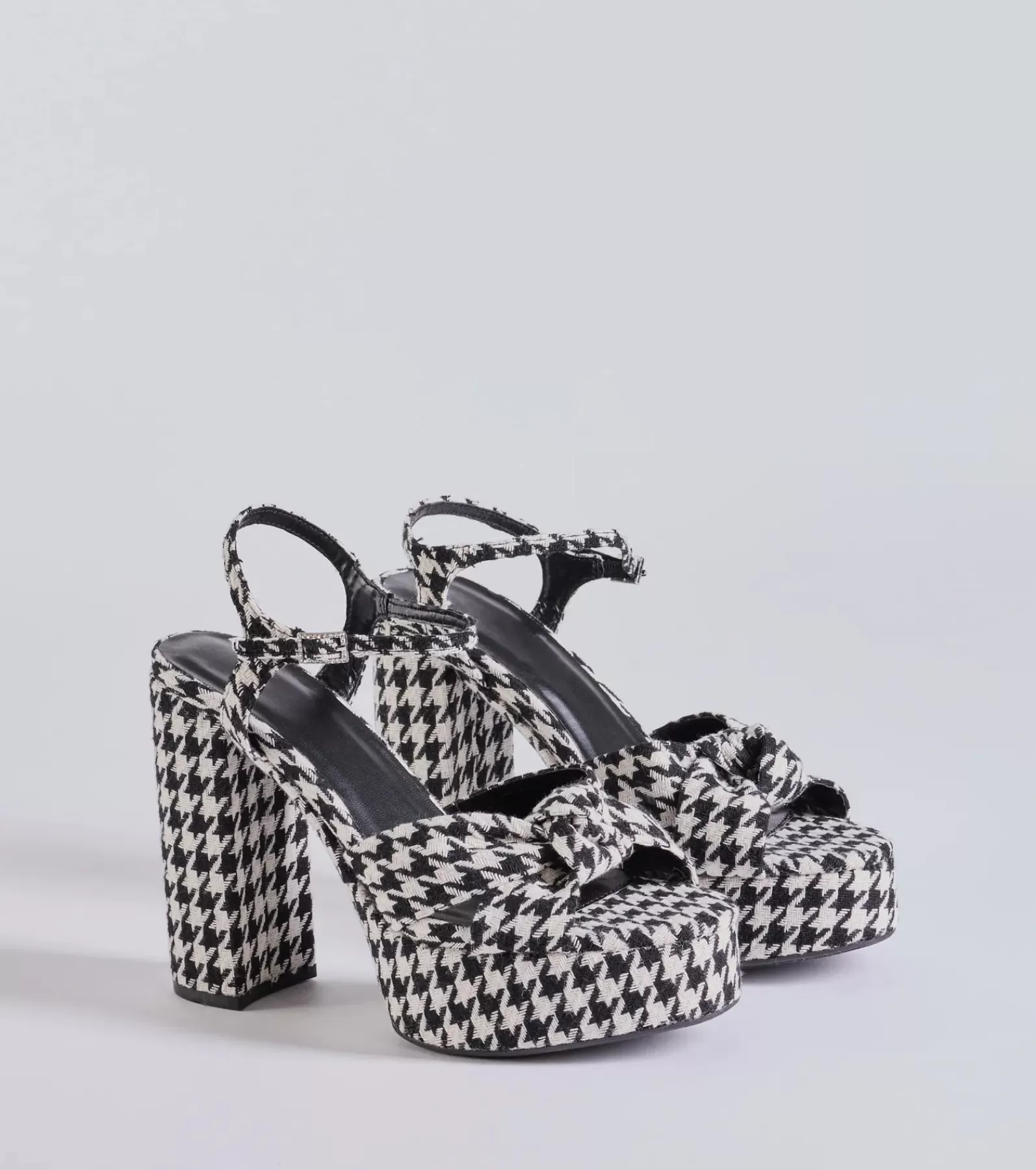 Windsor Platform Shoes | Sandals*Style Icon Houndstooth Platform Knot Block Heels