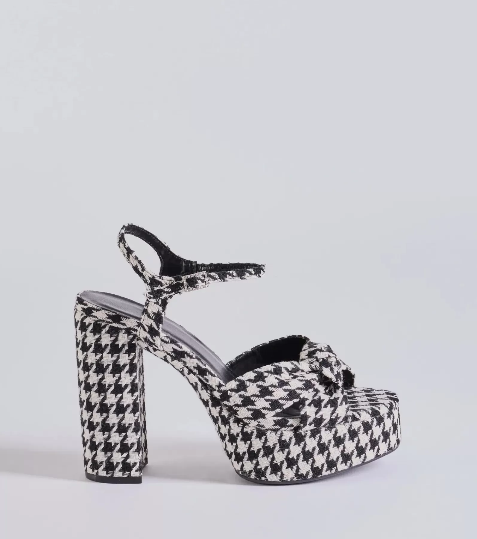 Windsor Platform Shoes | Sandals*Style Icon Houndstooth Platform Knot Block Heels