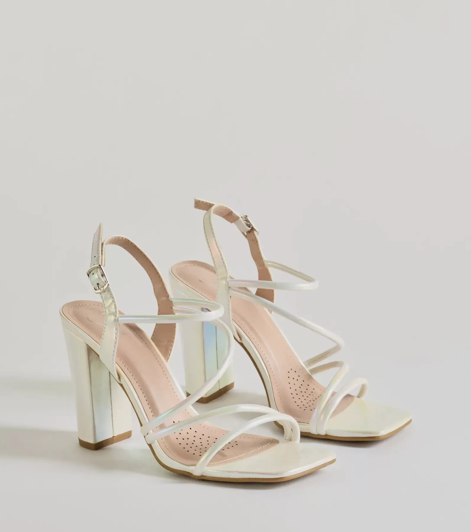 Windsor High Heels | Heels*Stylish Sophistication Strappy Iridescent Block Heels