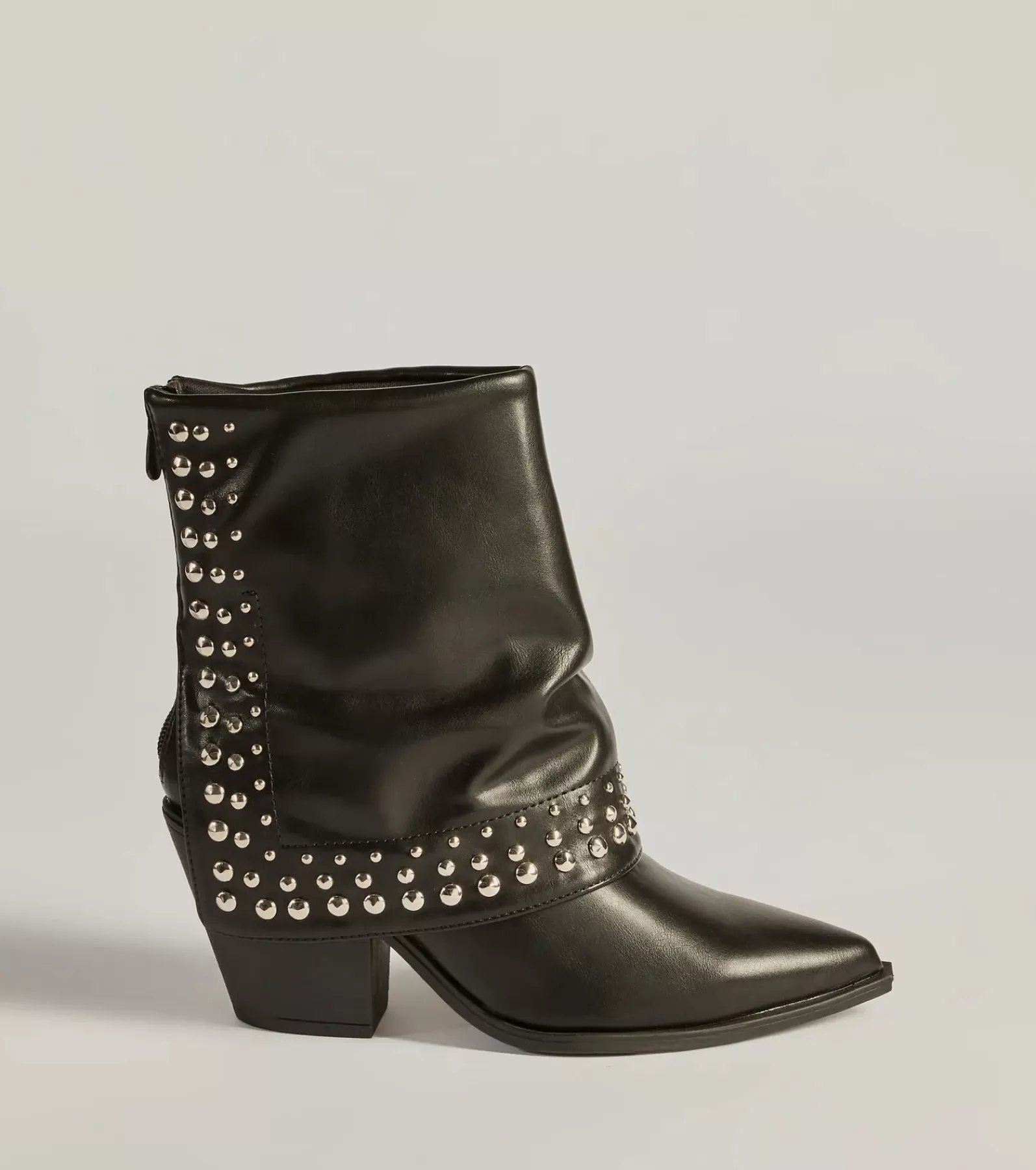 Windsor Boots & Booties*Stylishly Studded Faux Leather Fold-Over Booties