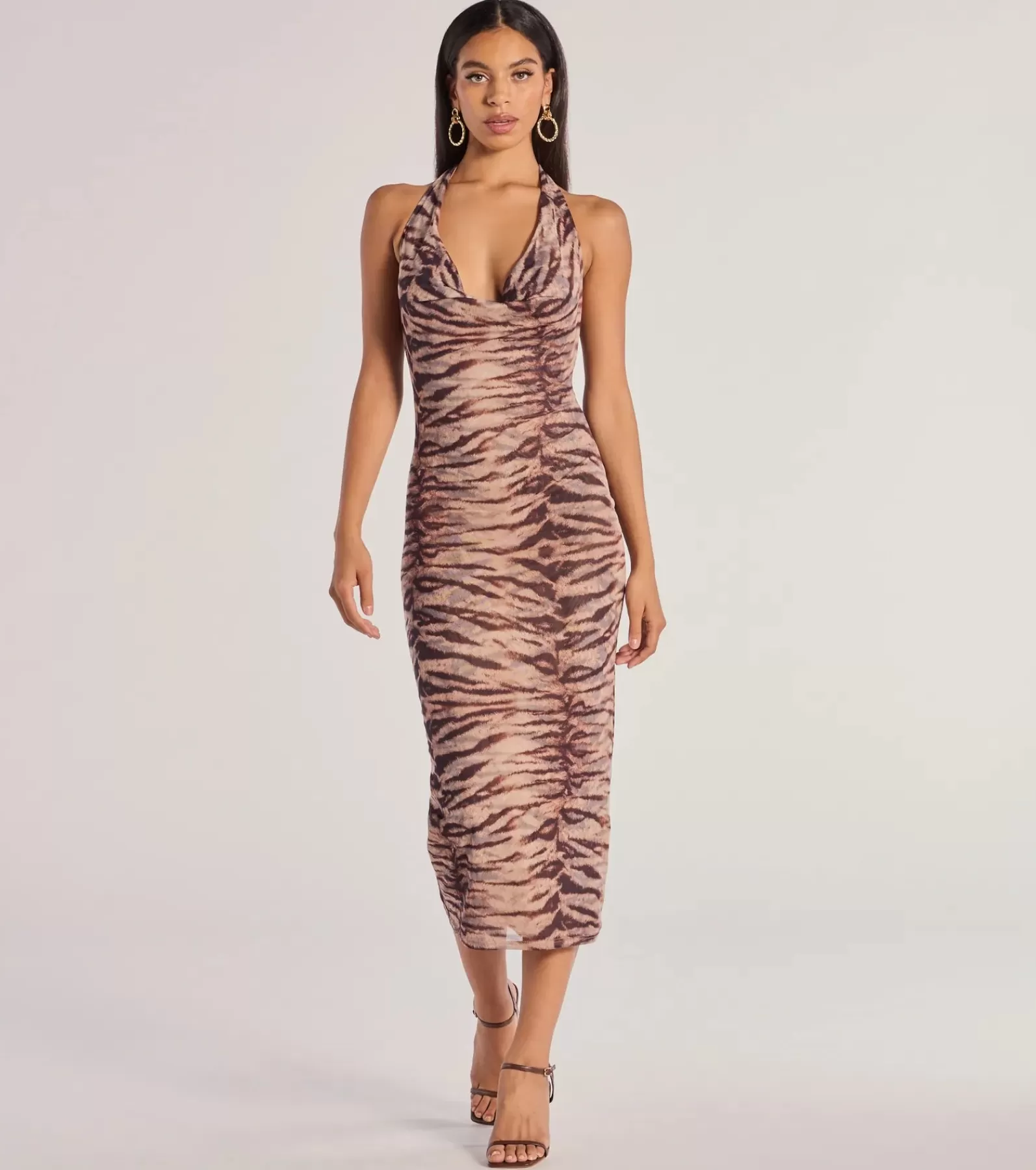 Windsor Midi Dresses | Party Dresses*Sultry And Sassy Zebra Print Halter Midi Dress