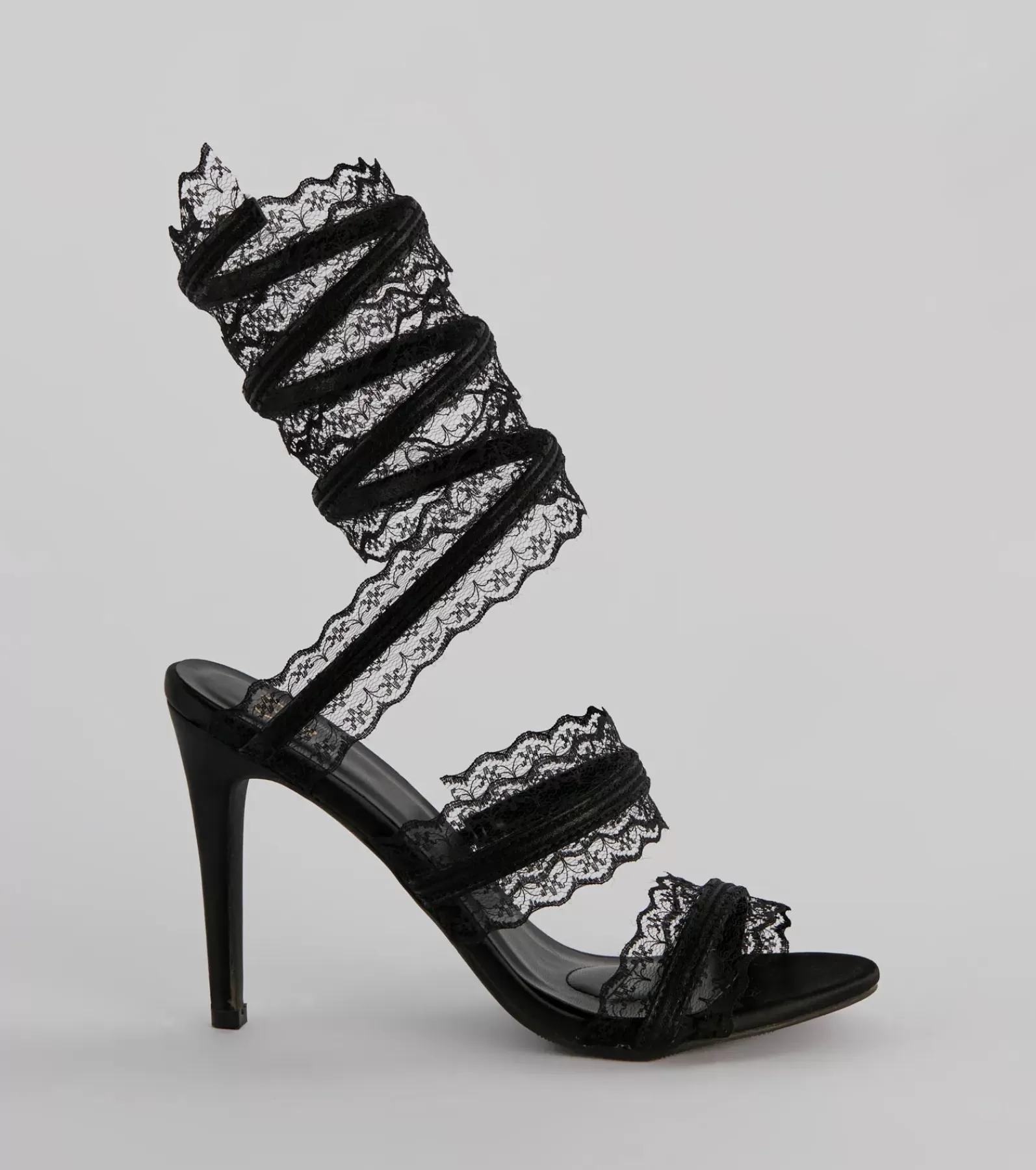 Windsor Heels | Bachelorette Outfits*Sultry Lace Spiral Strap Stiletto Heels