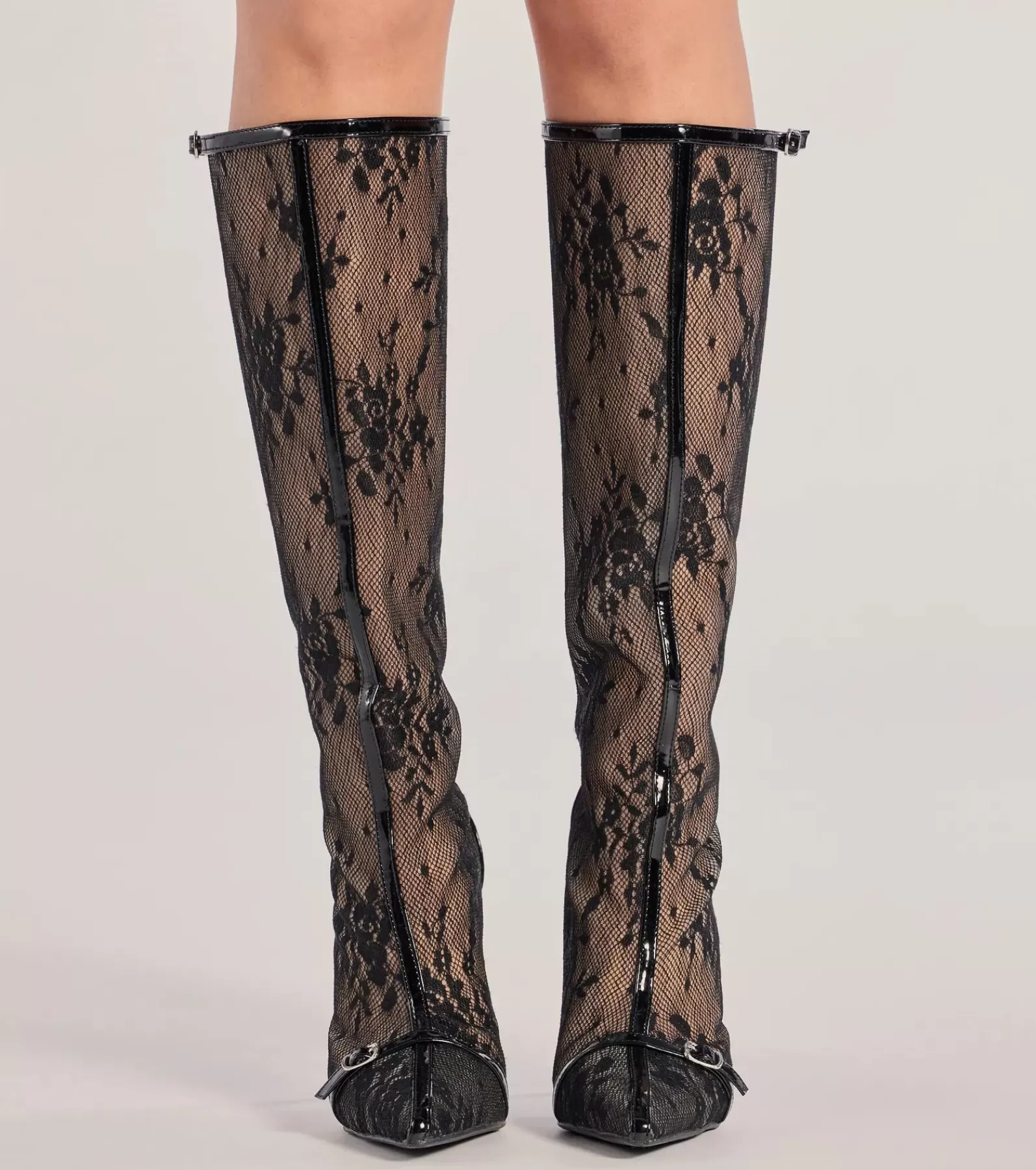 Windsor Stilettos | Knee High Boots*Sultry Strut Sheer Lace Under-The-Knee Boots