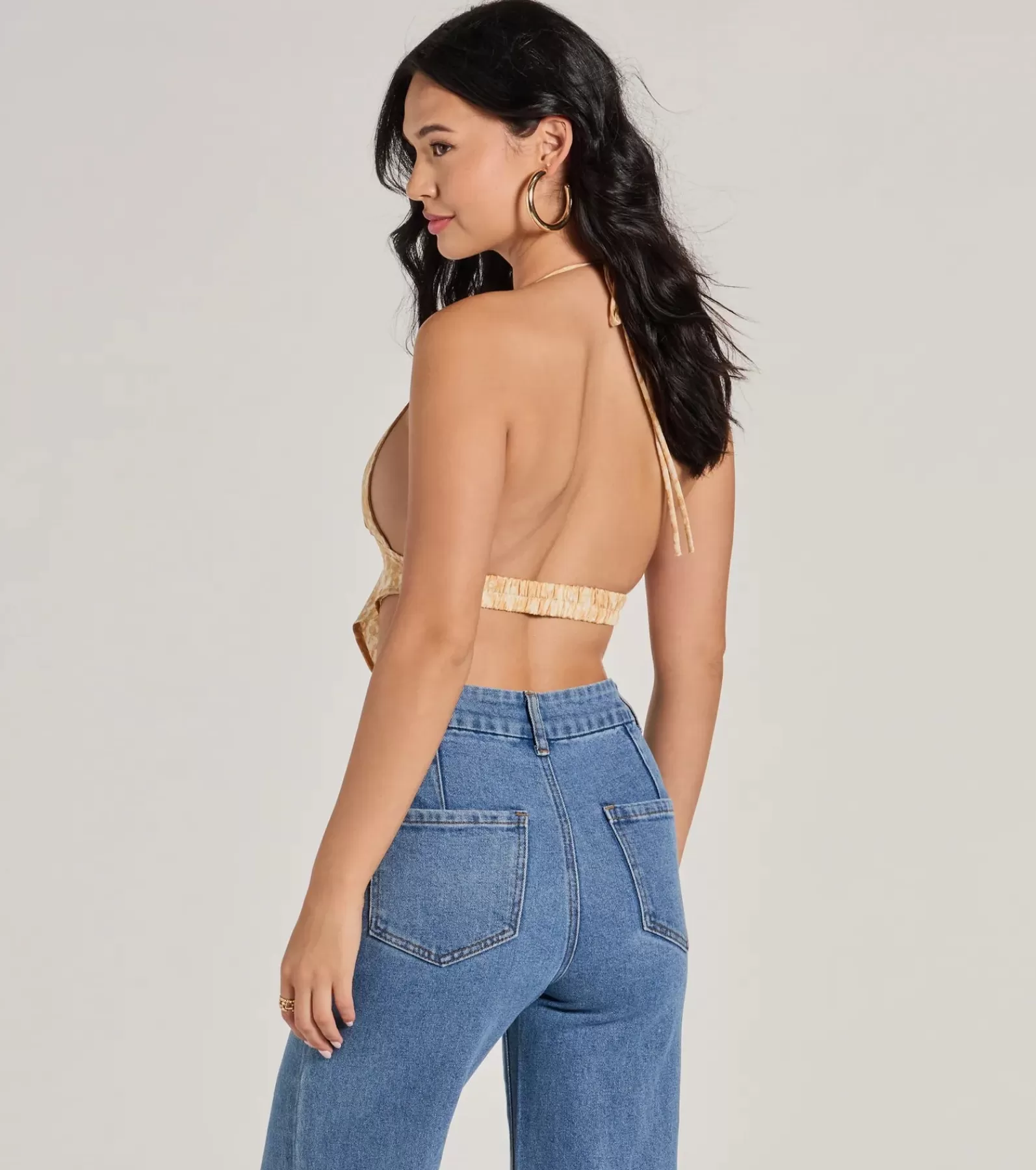 Windsor Going-Out Tops*Summer Allure Abstract Print Satin Crop Top