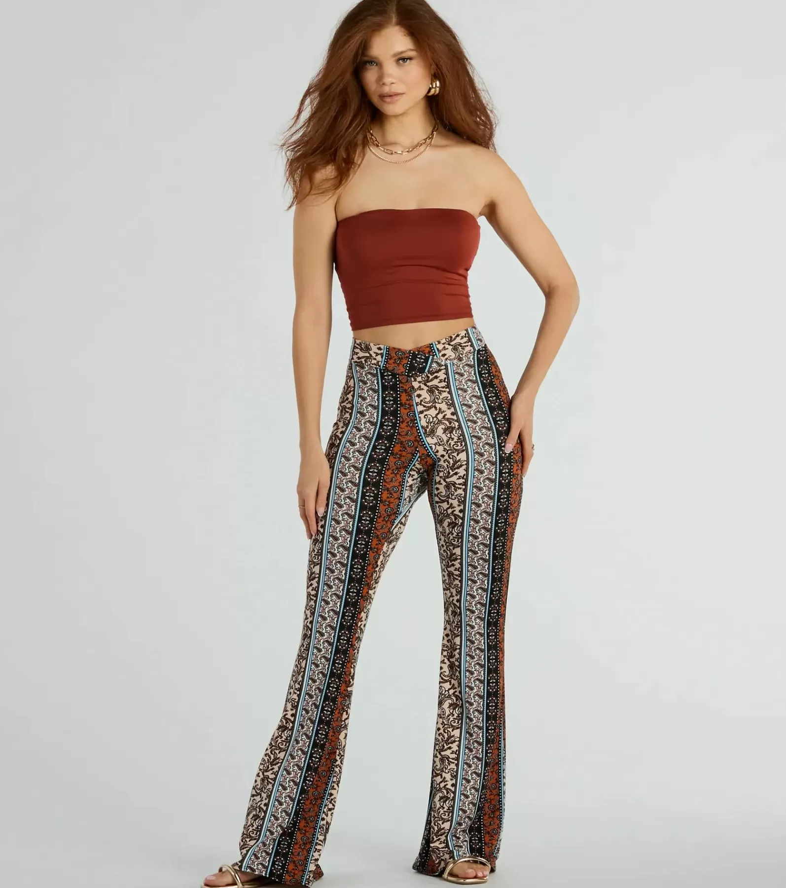 Windsor Flare Pants | Pants*Summer Dream Paisley Knit Flare Pants