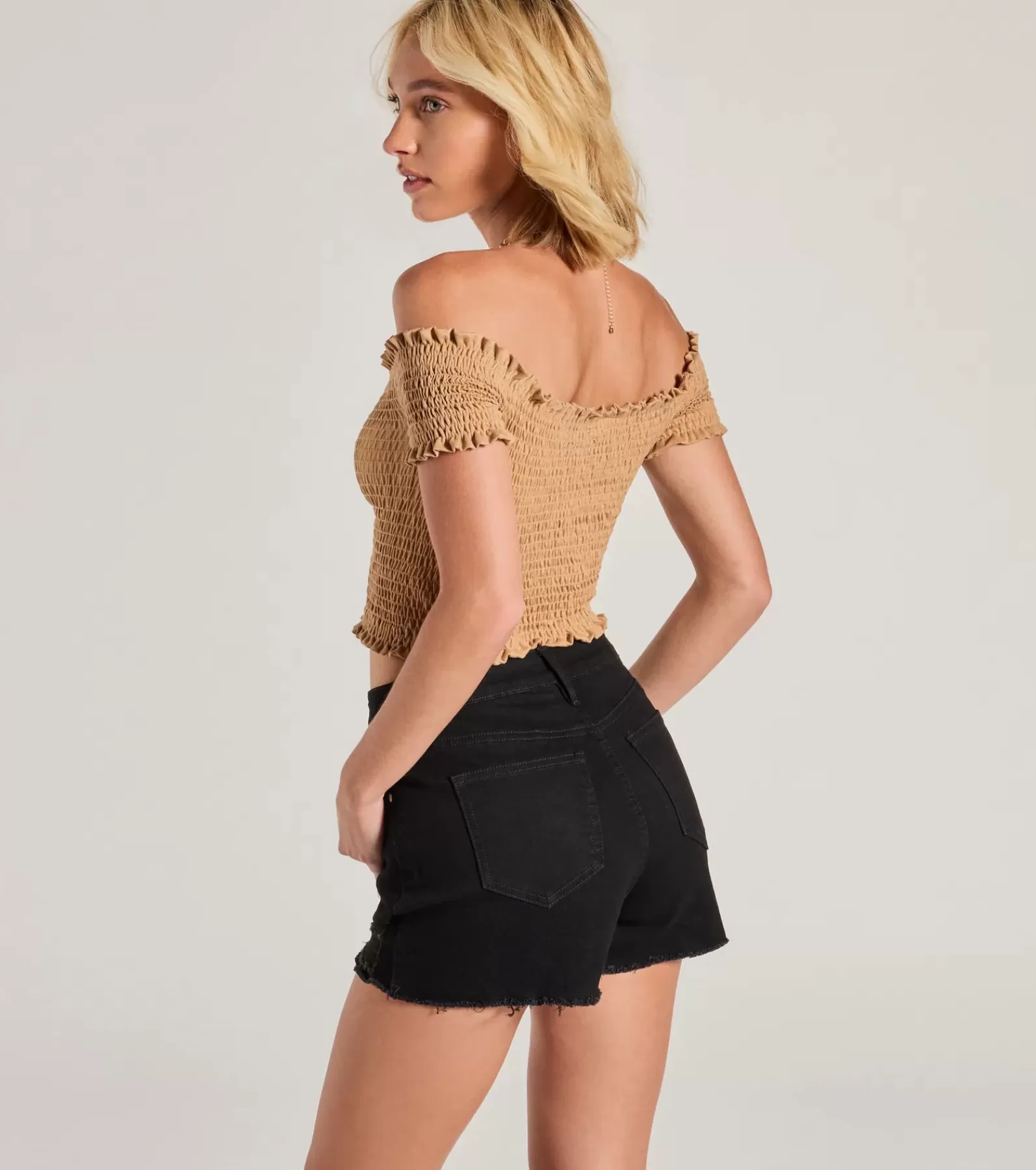 Windsor Off The Shoulder Tops | Tie Front Tops*Sweet As You Off-The-Shoulder Lace-Up Crop Top