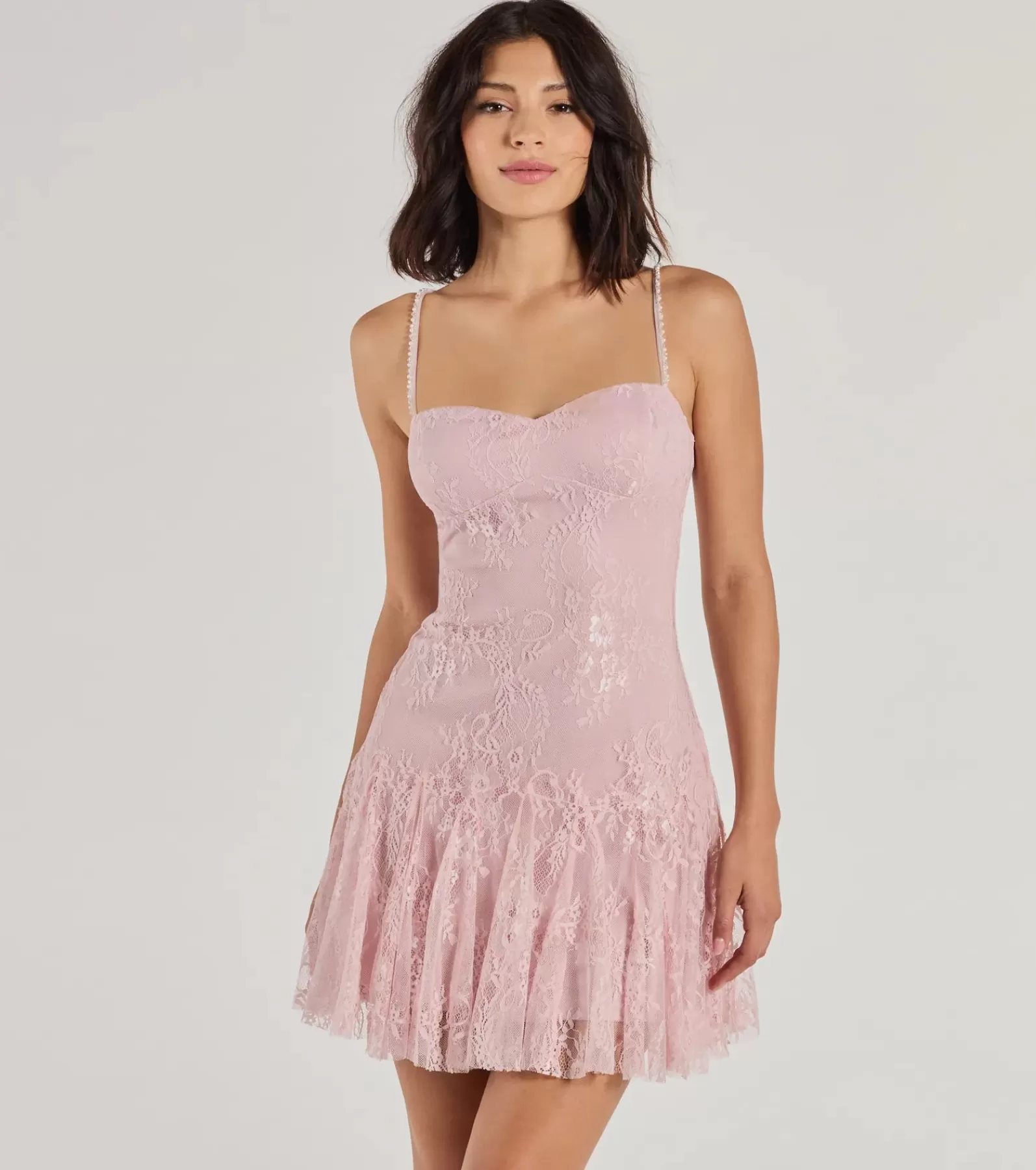 Windsor Short & Mini Dresses | Party Dresses*Sweet Glamour Beaded Strap Lace Mini Dress