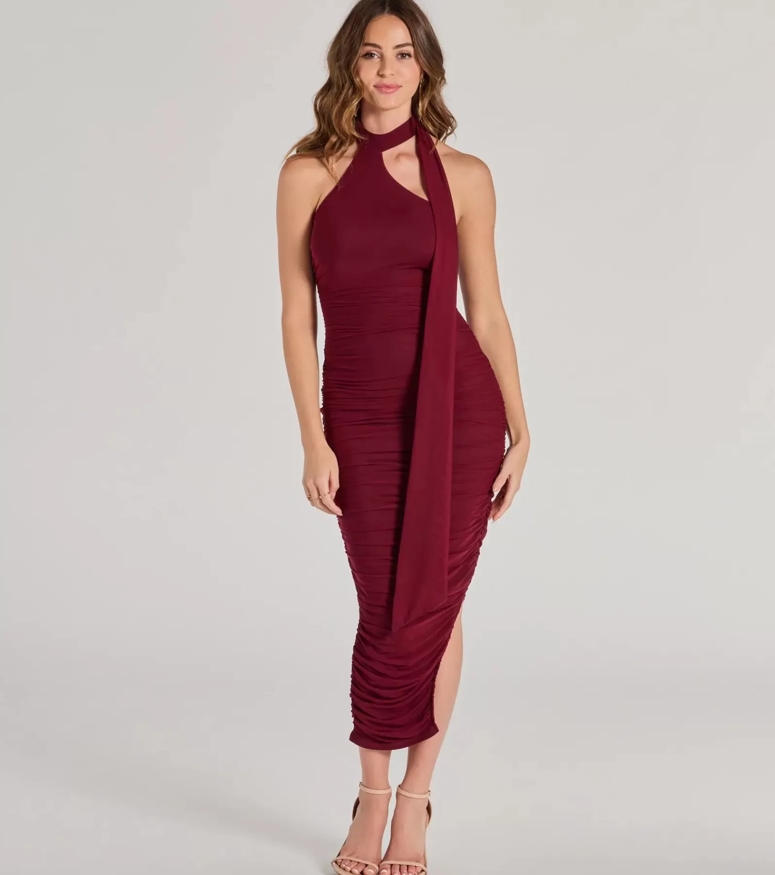 Windsor Midi Dresses | Cocktail Dresses*Total Allure Mock Neck Side Slit Midi Dress