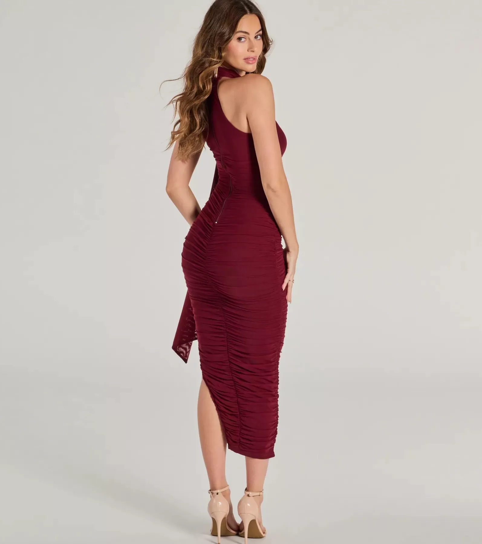 Windsor Midi Dresses | Cocktail Dresses*Total Allure Mock Neck Side Slit Midi Dress