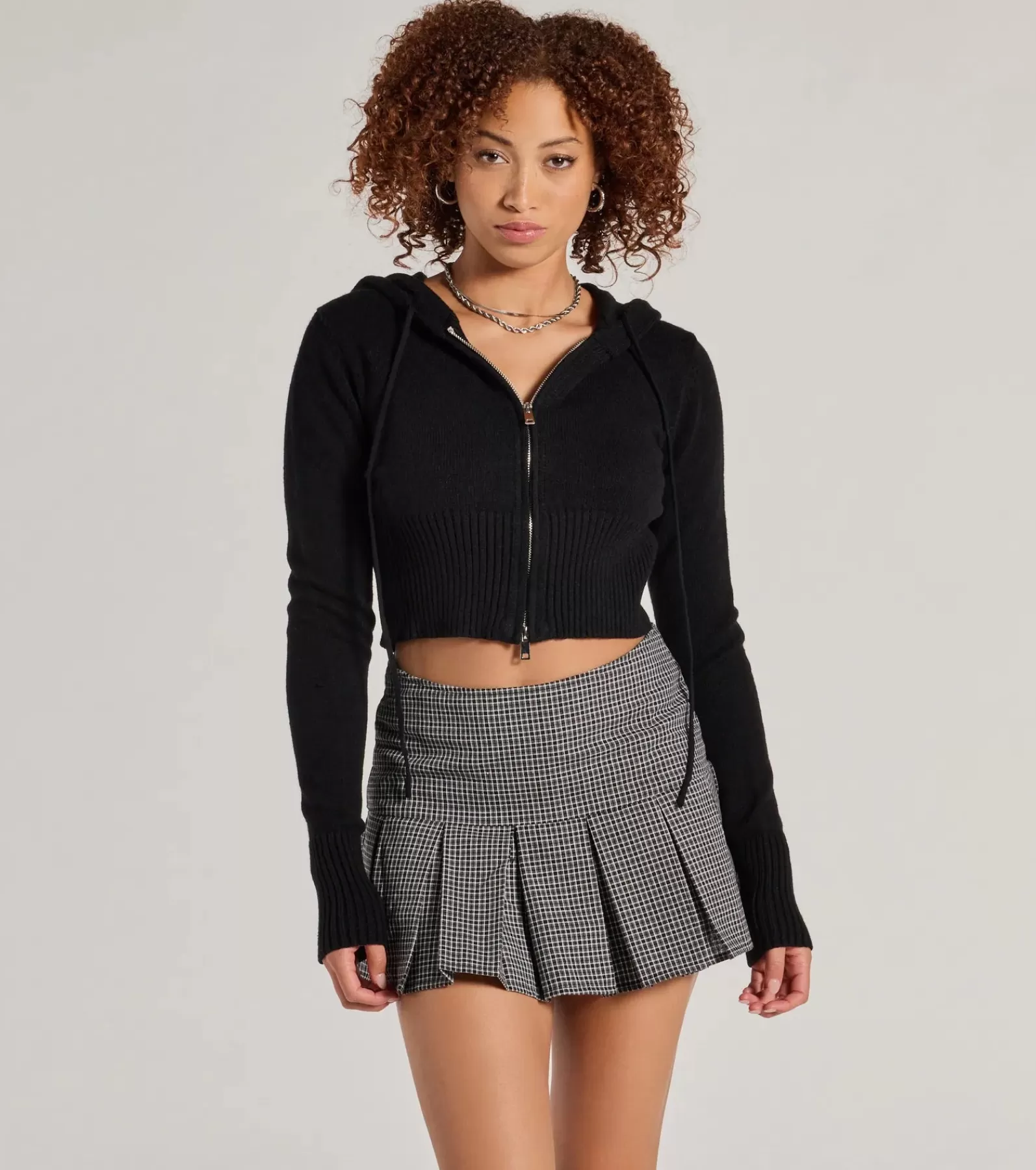 Windsor Black Skirts | Shorts*Trend Factor Plaid Drop Waist Skater Skort