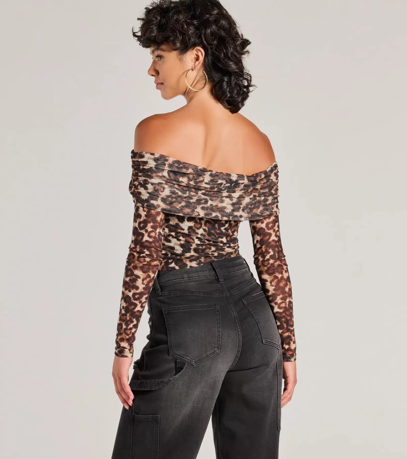 Windsor Off The Shoulder Tops | Going-Out Tops*Trendy Chic Print Mesh Off-The-Shoulder Top