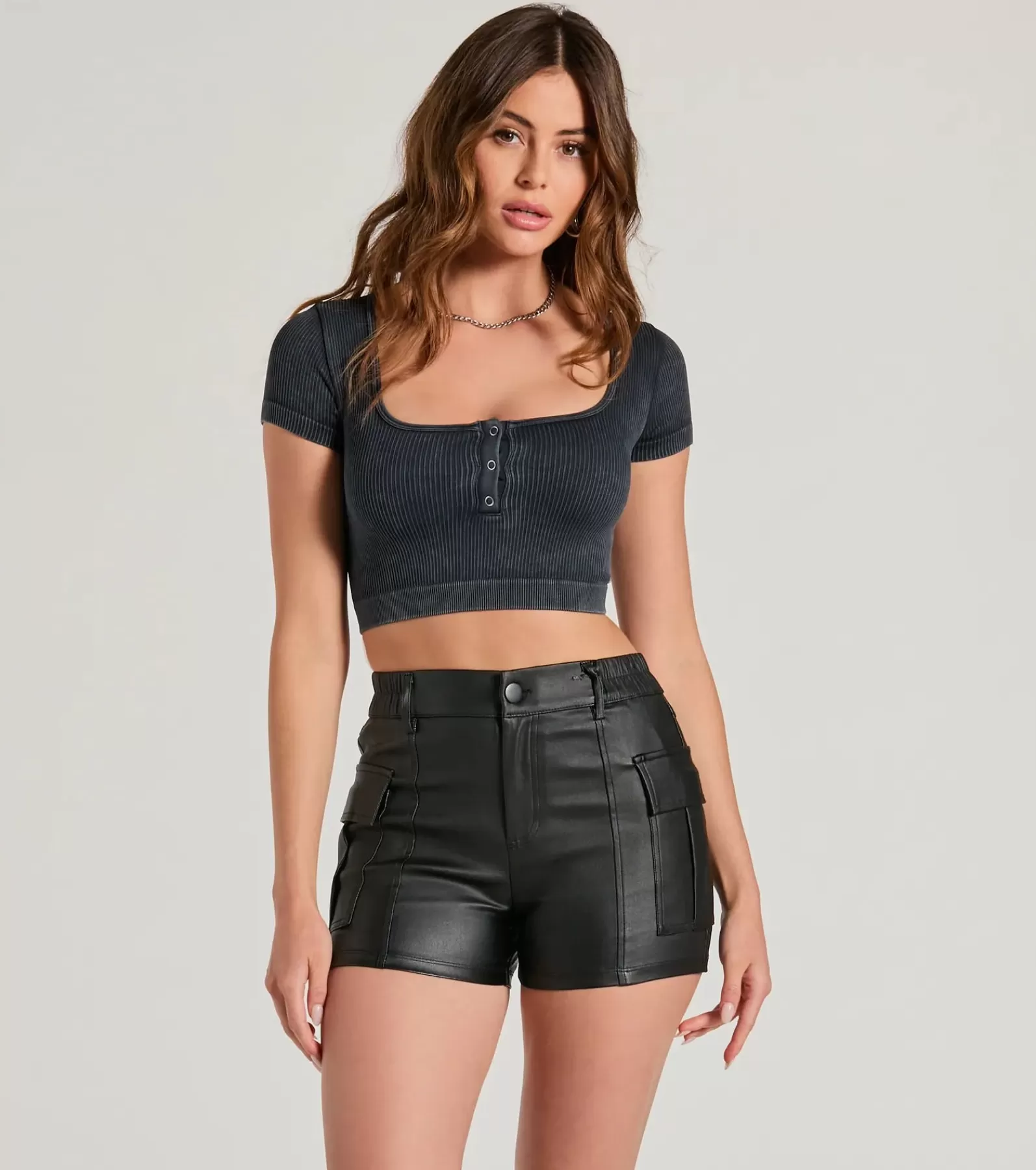 Windsor Faux Leather & Suede Bottoms | Shorts*Trendy Edge Faux Leather Cargo Shorts