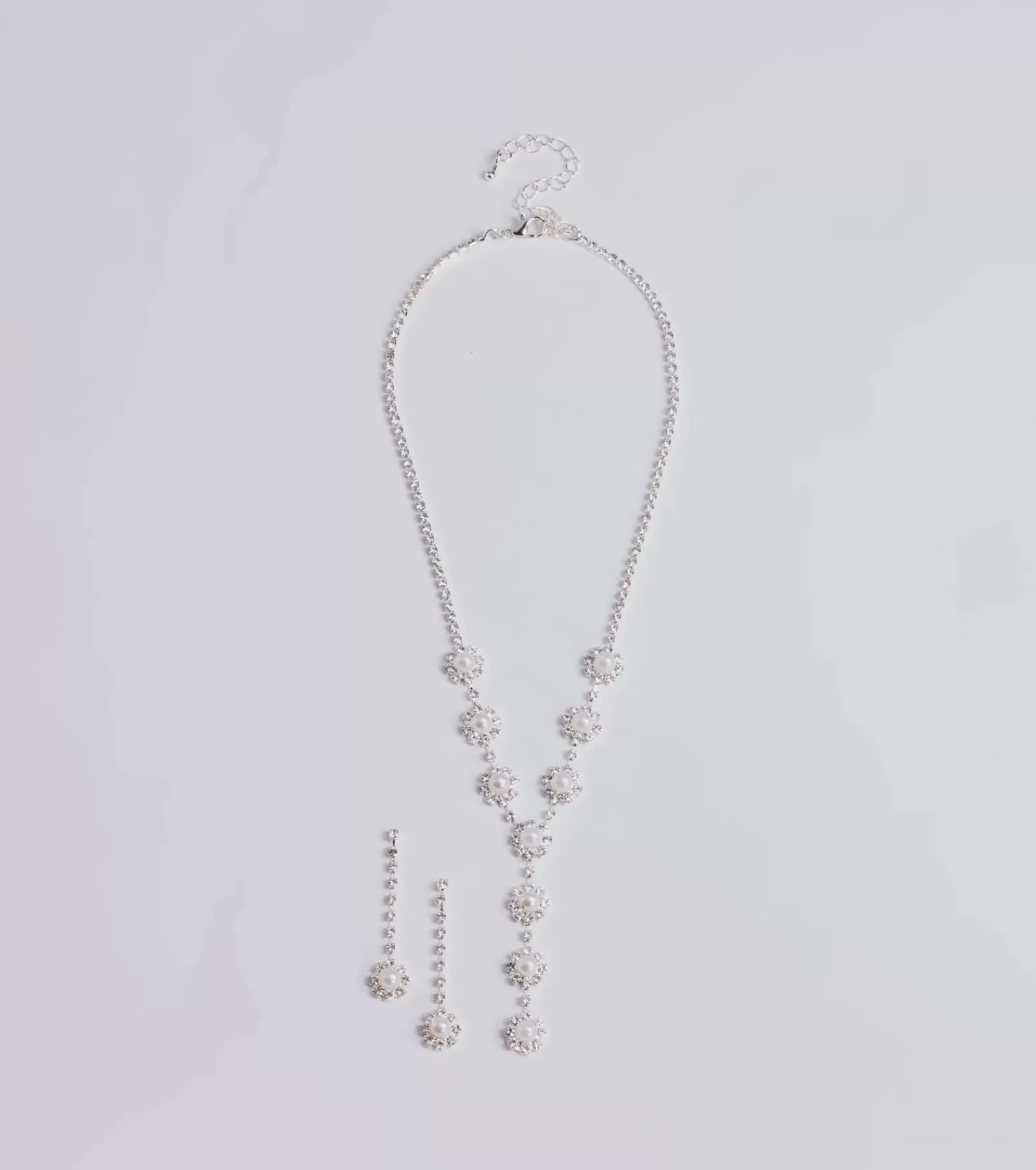 Windsor Necklaces & Chokers | Accessories*Truly Glam Rhinestone And Pearl Lariat Necklace Set