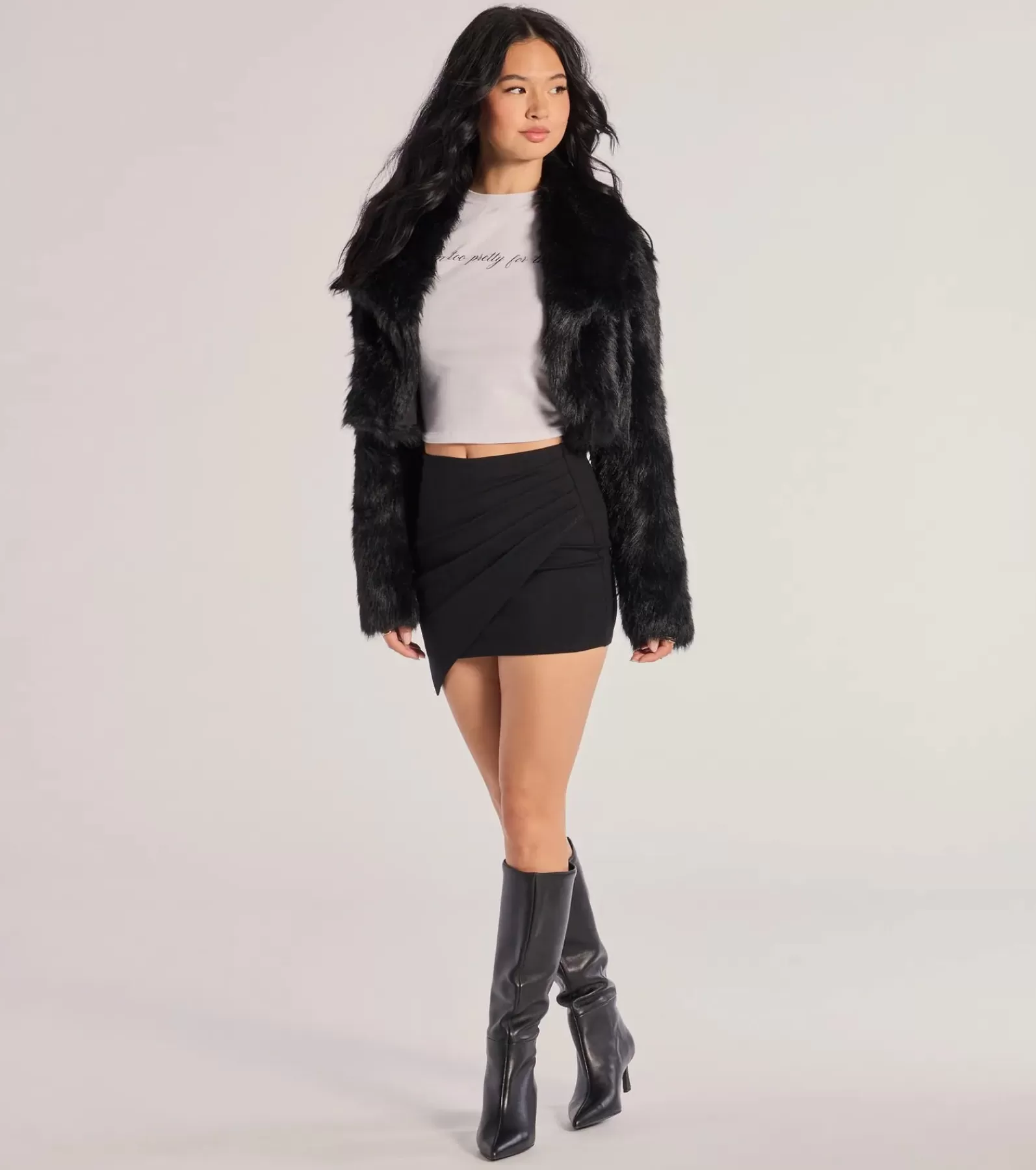 Windsor Black Skirts | Mini Skirts*Twist And Twirl Wrap Mini Skirt