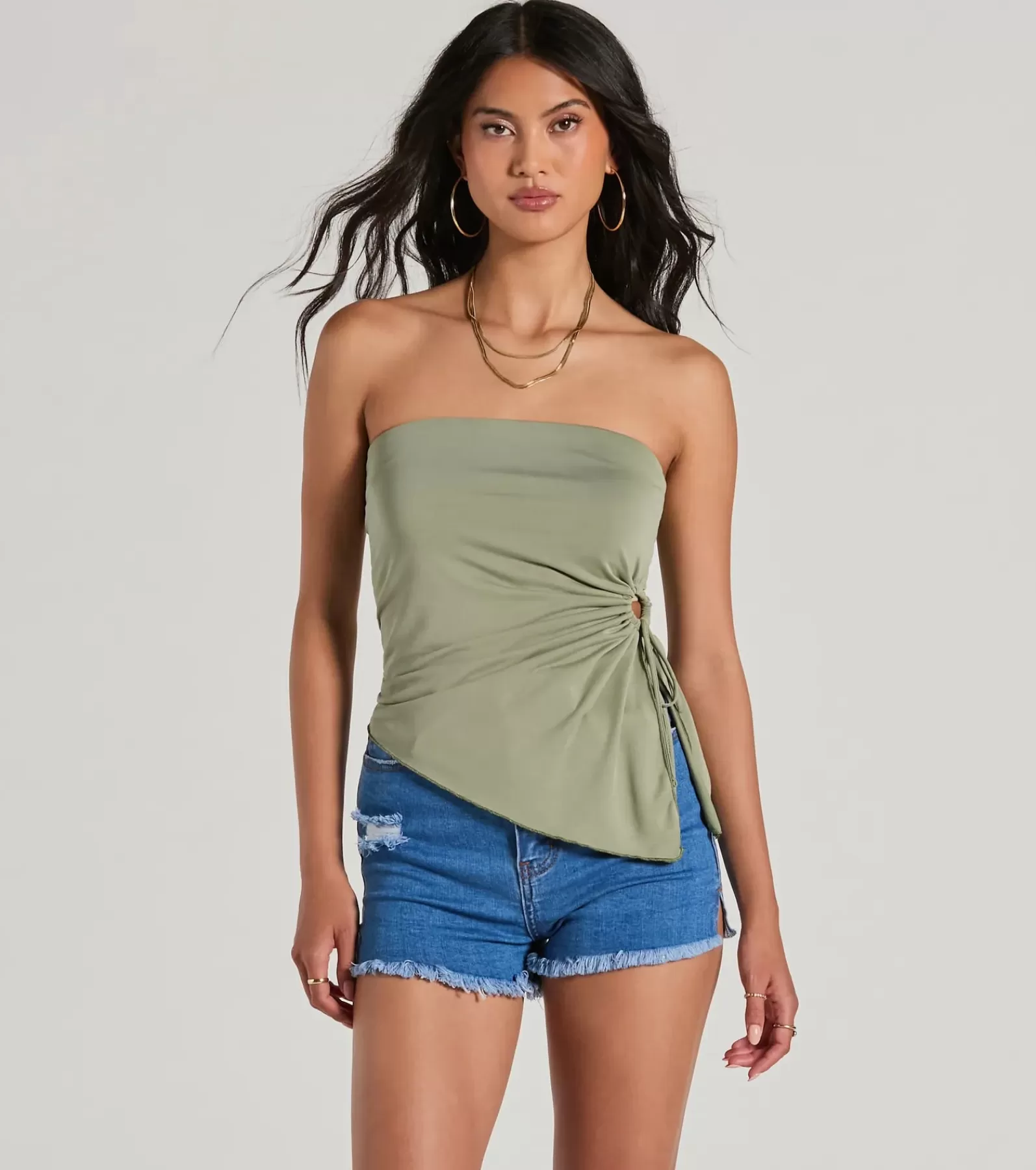 Windsor Basic Tops | Crop Tops*Unique Addition Strapless Cut Out Tube Crop Top