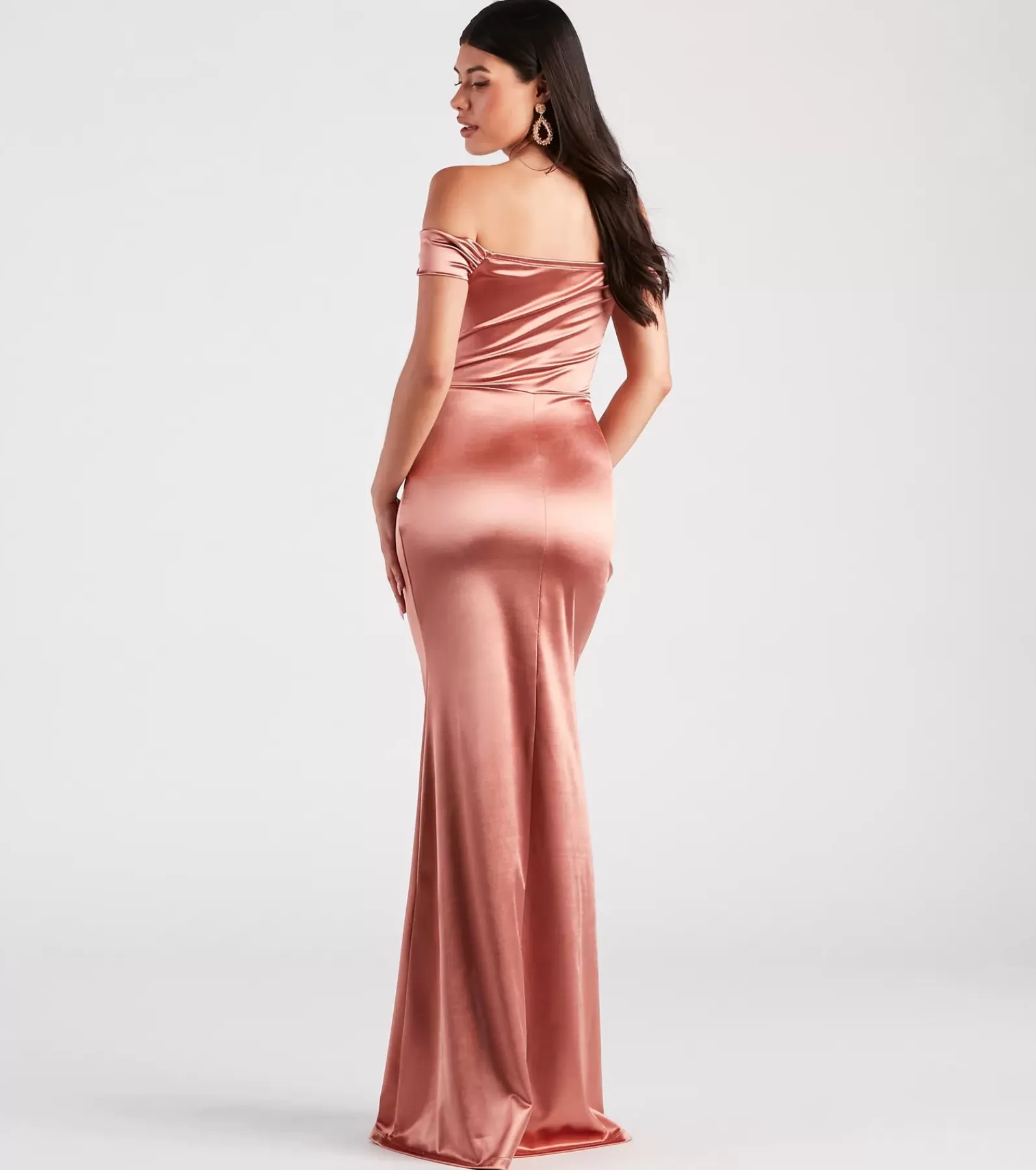 Windsor Pink Bridesmaid Dresses*Valencia Formal Off-The-Shoulder Wrap Dress