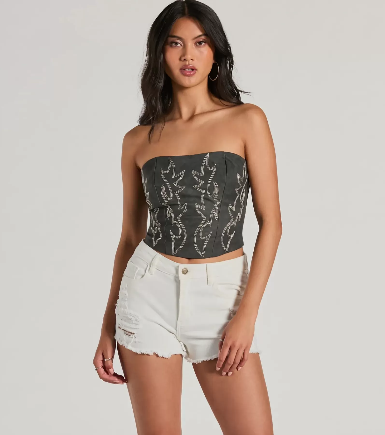 Windsor Going-Out Tops | Corset & Bustier Tops*Western Babe Strapless Lace-Up Cowboy Corset Top