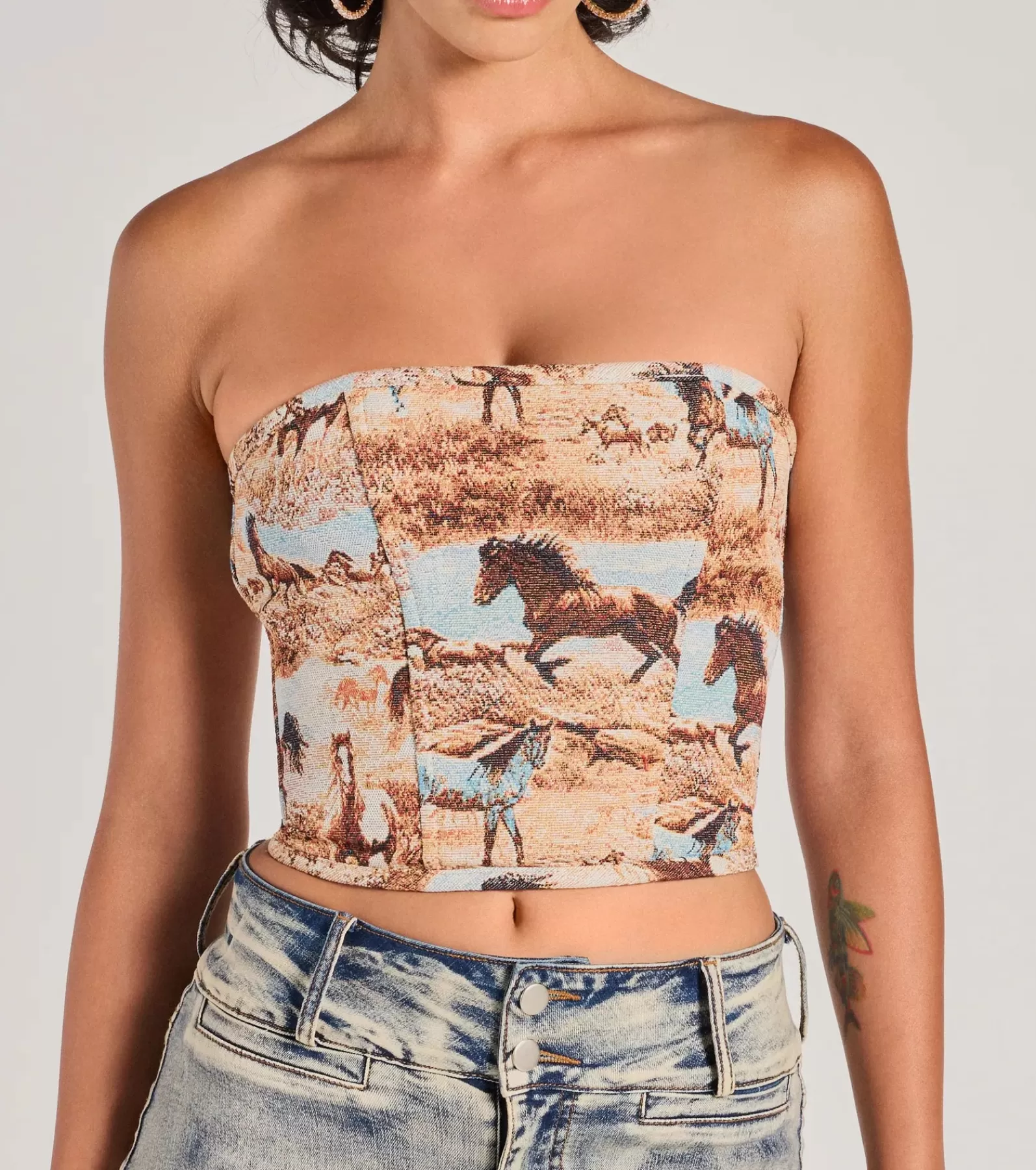 Windsor Corset & Bustier Tops | Crop Tops*Western Chic Horse Tapestry Corset Top