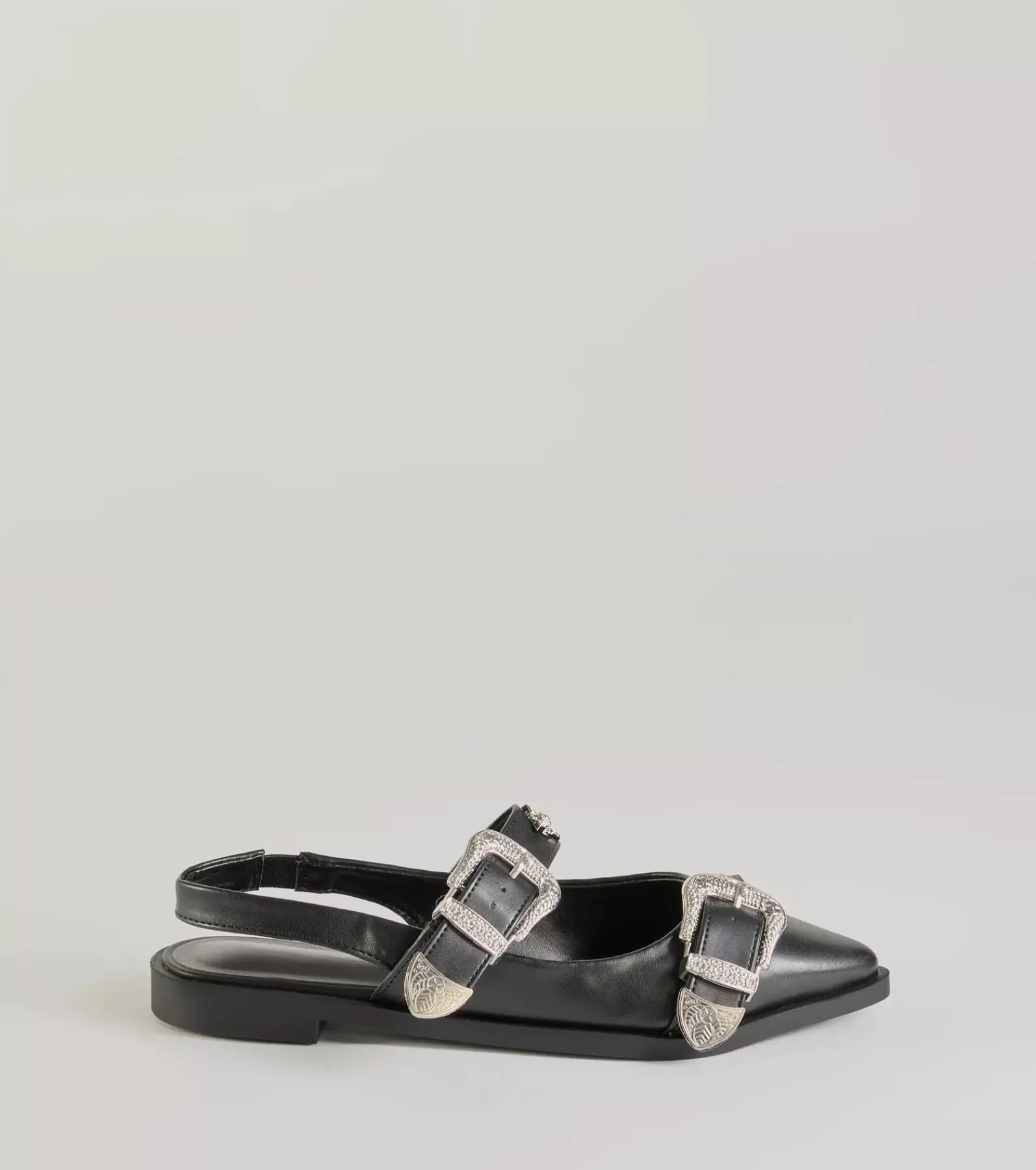 Windsor Flats & Sneakers*Western Flair Buckle Strap Sling-Back Flats