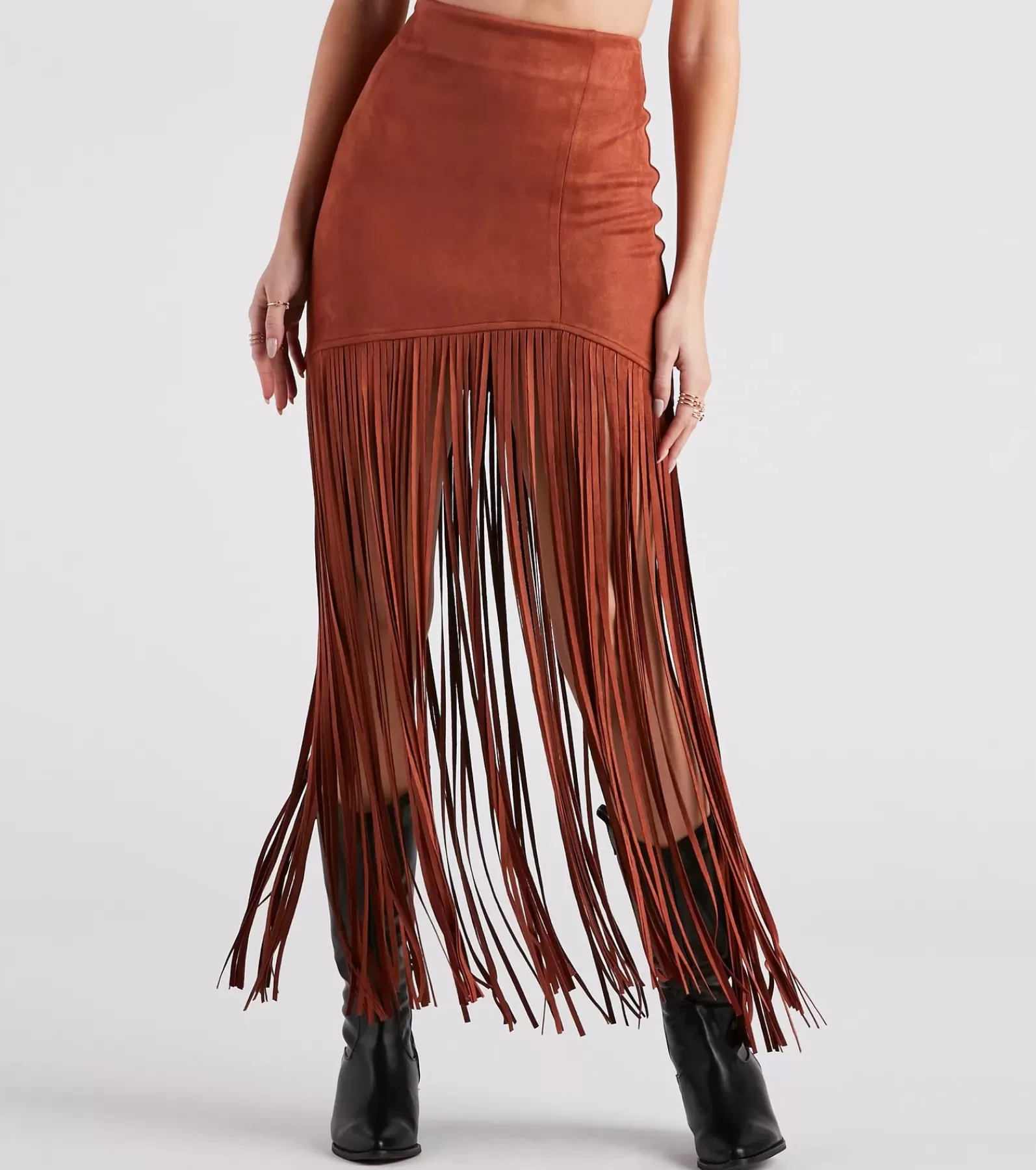 Windsor Faux Leather & Suede Bottoms | Skirts & Skorts*Wild At Heart Long Fringe Skirt