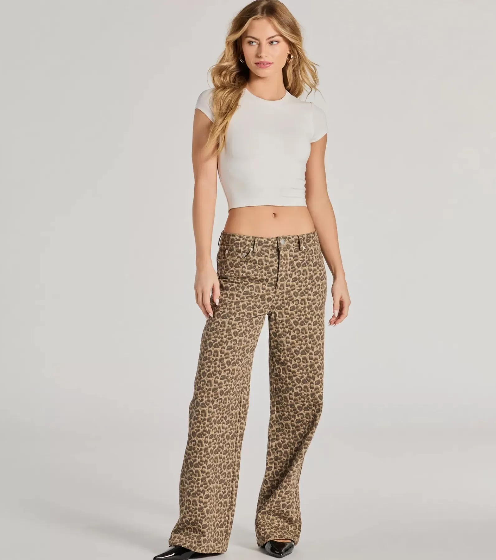 Windsor Pants*Wildly Chic Mid-Rise Print Baggy Pants